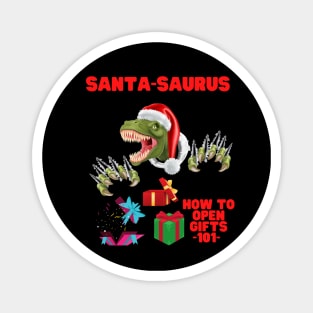 Santa Saurus, How To Open Gifts 101, Tree Rex, Tree Rex Christmas, Dinosaur Christmas, Christmas Dinosaur, Dinosaur Lover, Dinosaur Gift Idea, T Rex Christmas, Magnet